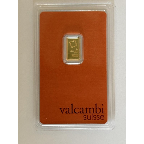 68 - Valcambi Switzerland x1 Gram Gold Bar Numbered AA430876