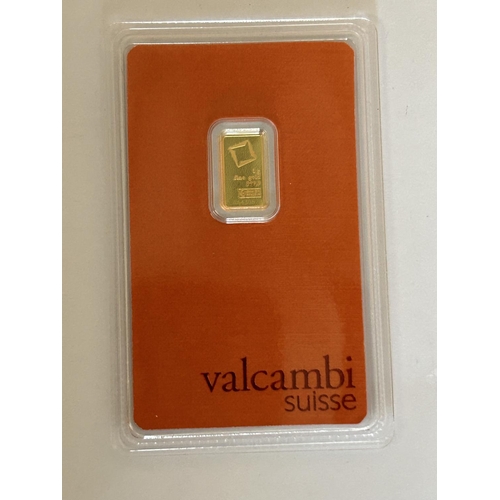 69 - Valcambi Switzerland x1 Gram Gold Bar Numbered AA430879