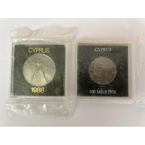 25 - Cyprus 1988 £1 Seoul Olympic Games Coin and Cyprus 500 Mils 1976 Uncirculated Mint Coin