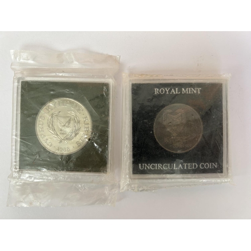 25 - Cyprus 1988 £1 Seoul Olympic Games Coin and Cyprus 500 Mils 1976 Uncirculated Mint Coin