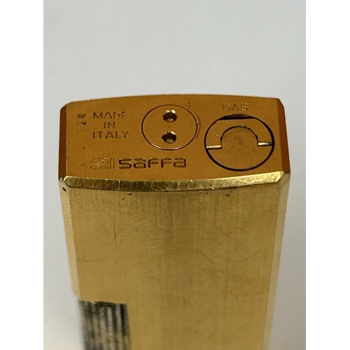 96 - Vintage 1980's Saffa 21 18k Gold Plated Lighter Made in Italy