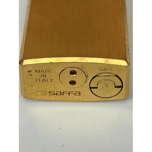 96 - Vintage 1980's Saffa 21 18k Gold Plated Lighter Made in Italy