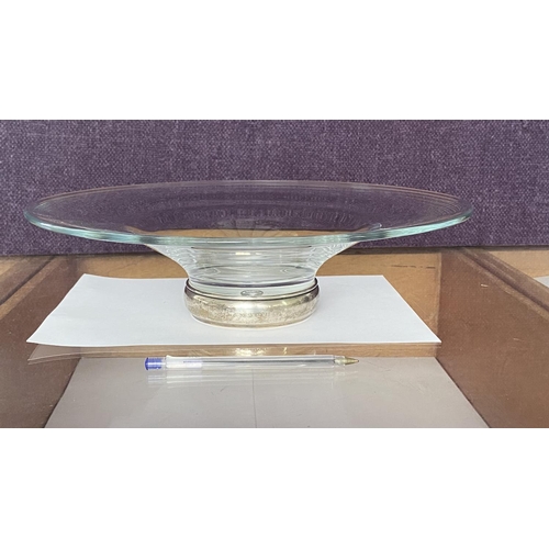 20 - Large Beautiful Crystal Fruit Bowl Center Piece  with Hallmarked Silver Base (9.5cm H.)