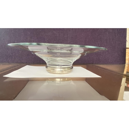 20 - Large Beautiful Crystal Fruit Bowl Center Piece  with Hallmarked Silver Base (9.5cm H.)