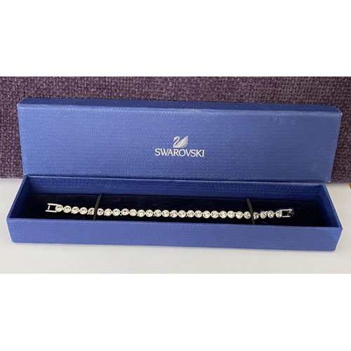 61 - Swarovski White Round-Cut Crystal Rhodium Plated Tennis Bracelet