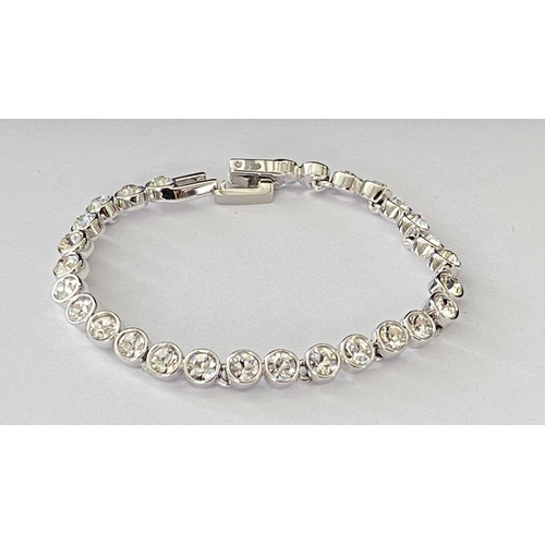 61 - Swarovski White Round-Cut Crystal Rhodium Plated Tennis Bracelet