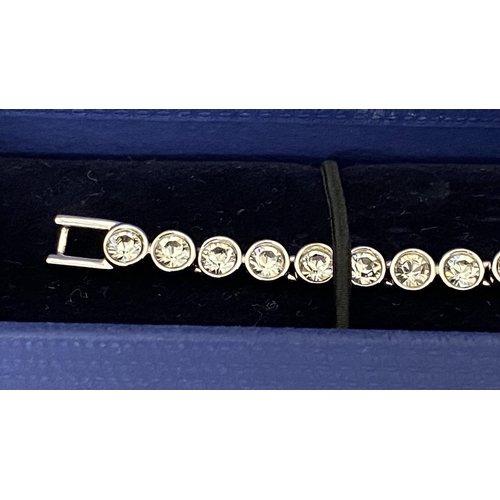 61 - Swarovski White Round-Cut Crystal Rhodium Plated Tennis Bracelet