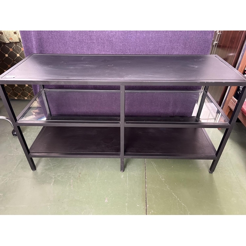 111 - Metal Bookcase/Display Cabinet with Wood and Glass Shelves (100 W. x 36 D. x 54cm H.)