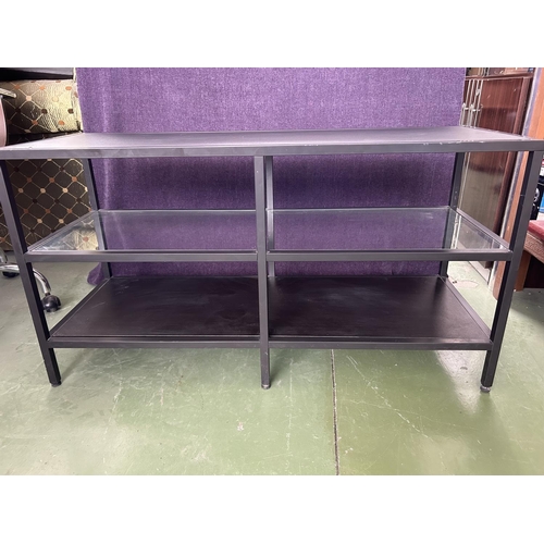 111 - Metal Bookcase/Display Cabinet with Wood and Glass Shelves (100 W. x 36 D. x 54cm H.)