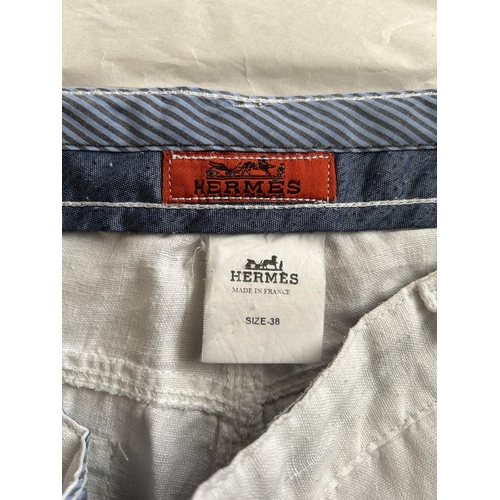 63 - Hermes Original Men's White Linen Trousers Size 38