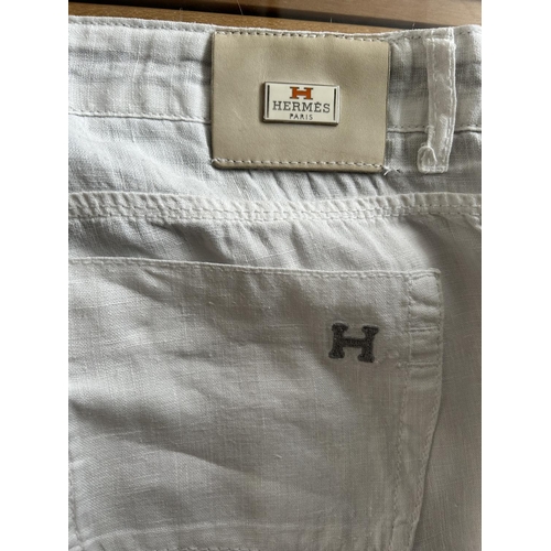 63 - Hermes Original Men's White Linen Trousers Size 38