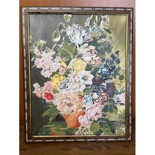 89 - Still Life Canvas Painting Signed 'G.WI' in Frame (44 x 54cm)