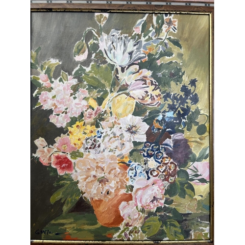 89 - Still Life Canvas Painting Signed 'G.WI' in Frame (44 x 54cm)