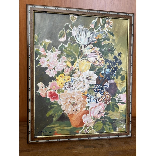 89 - Still Life Canvas Painting Signed 'G.WI' in Frame (44 x 54cm)