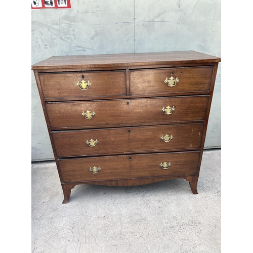 108 - Antique Victorian Mahogany Chest of 6 Drawers (110 W. x 50 D. x 107cm H.)