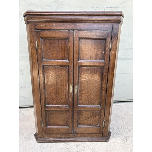 109 - Antique Victorian Wooden Wall Hanging Corner Cabinet (83 W. x 46 D. x 120cm H.)