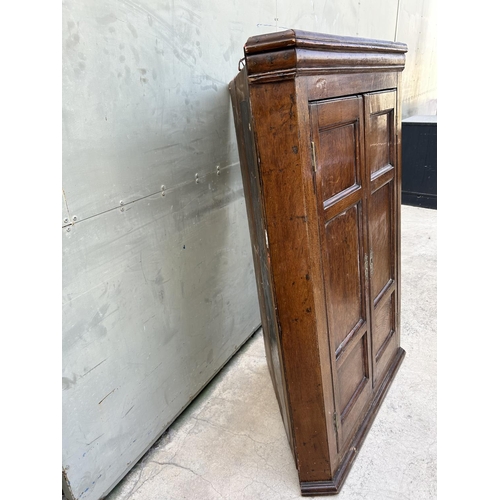 109 - Antique Victorian Wooden Wall Hanging Corner Cabinet (83 W. x 46 D. x 120cm H.)