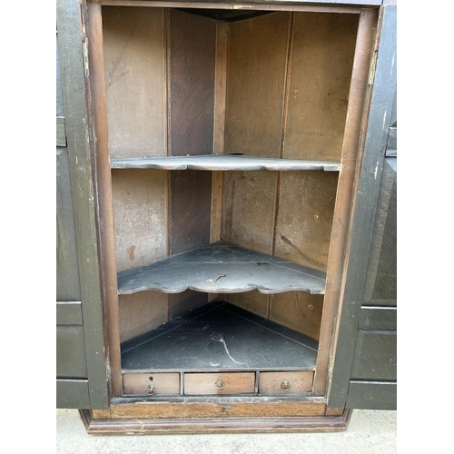 109 - Antique Victorian Wooden Wall Hanging Corner Cabinet (83 W. x 46 D. x 120cm H.)