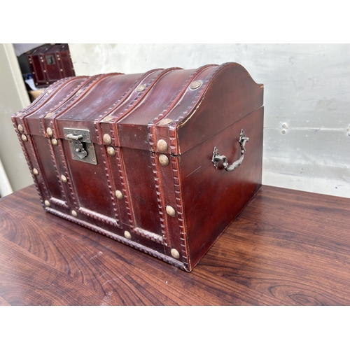 6 - Antique Style Light Wood Trunk (40 W. x 30 D. x 28cm H.)