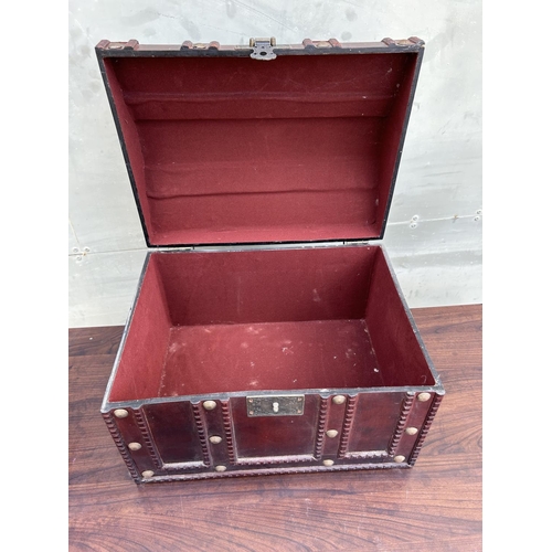 6 - Antique Style Light Wood Trunk (40 W. x 30 D. x 28cm H.)