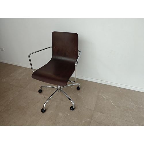 512 - Designer Office Chair with Solid Wenge Wood and Chrome Legs