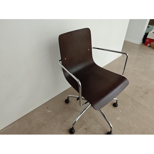 512 - Designer Office Chair with Solid Wenge Wood and Chrome Legs