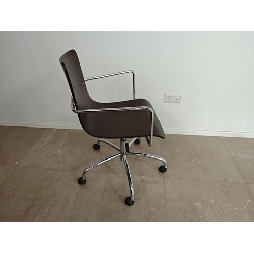 512 - Designer Office Chair with Solid Wenge Wood and Chrome Legs