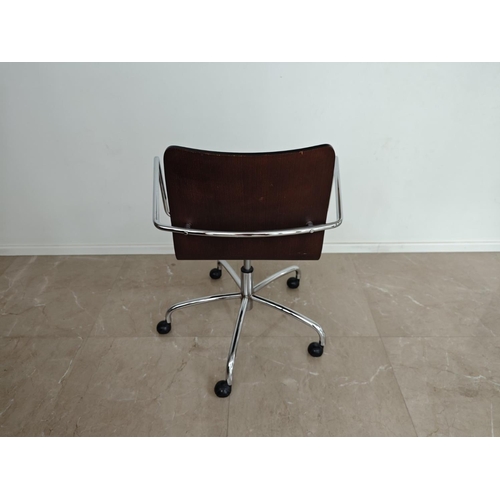 512 - Designer Office Chair with Solid Wenge Wood and Chrome Legs