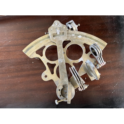 524 - Vintage Brass Navy Sextant