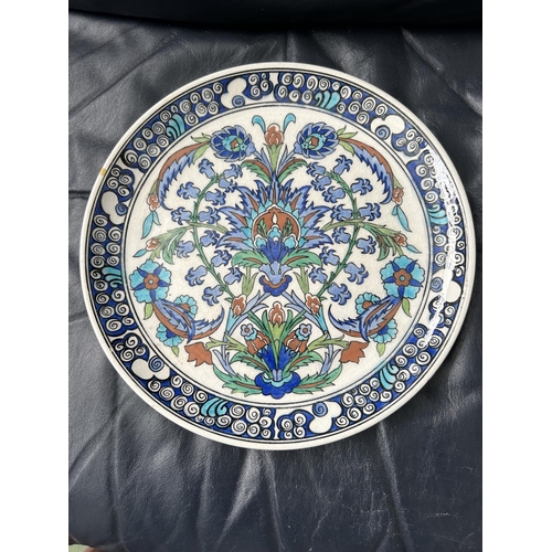 543 - Large Turkish Hand Painted Plate Signed by 'Kutanya' (31cm Diameter)