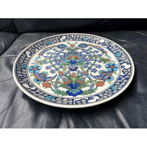 543 - Large Turkish Hand Painted Plate Signed by 'Kutanya' (31cm Diameter)