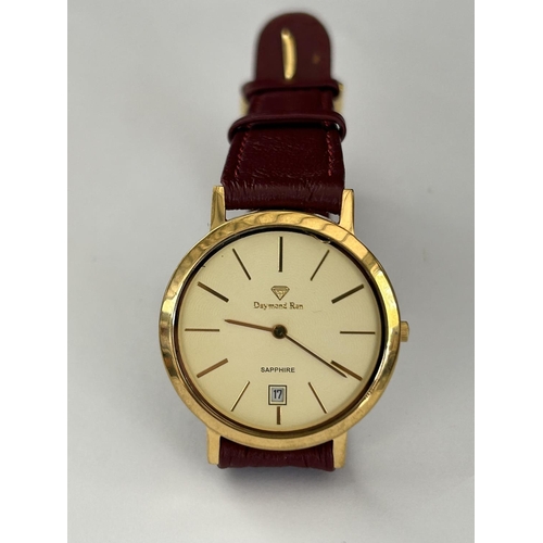 105 - Daymond Rene 24k Gold Plated Sapphire Watch