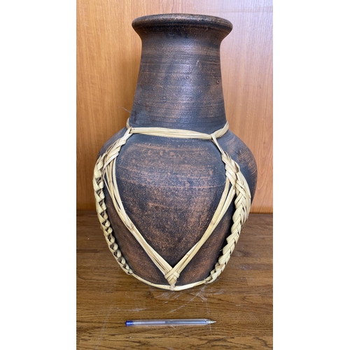 16 - Large Clay Flower Vase with Cane Details (Unused - 44cm H.)