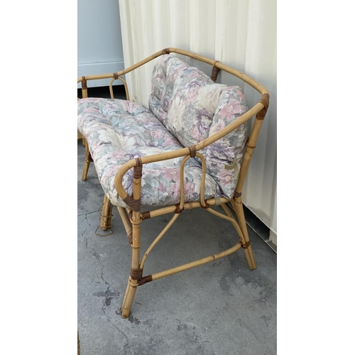 181 - Vintage 1970's 2-Seat Bamboo Sofa Together with 3 Side Tables (Unused but A/F - Some Wear)