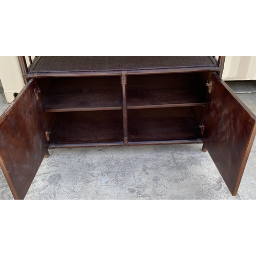 183 - Black Bamboo TV Stand with 2-Door Bottom Cabinet (Unused - 105 W. x 50 D. x 160cm H.)