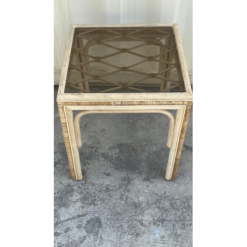 186 - Bamboo Glass Top Side Table (Unused)