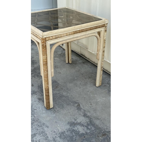 186 - Bamboo Glass Top Side Table (Unused)