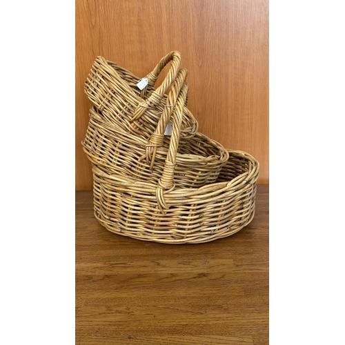 20 - x3 Oval Shaped Wicker Baskets with Handles (Unused)