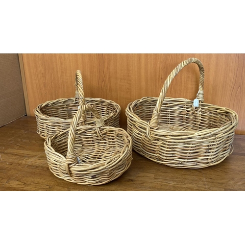 20 - x3 Oval Shaped Wicker Baskets with Handles (Unused)