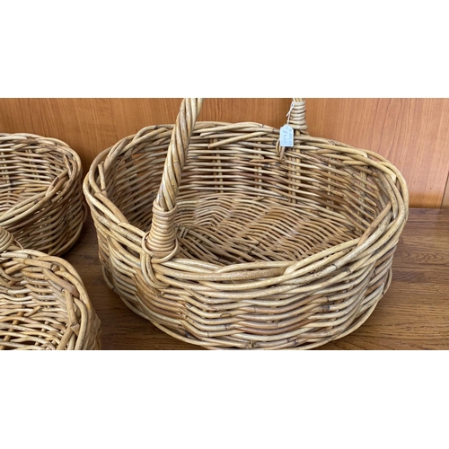 20 - x3 Oval Shaped Wicker Baskets with Handles (Unused)