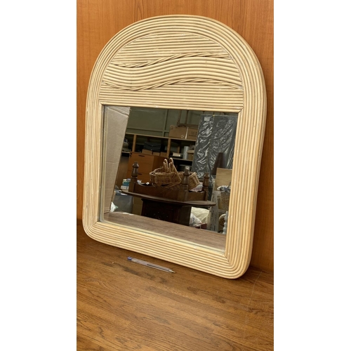 22 - Natural Rattan Wall Hanging Arch Mirror (49 x 60cm - Unused)