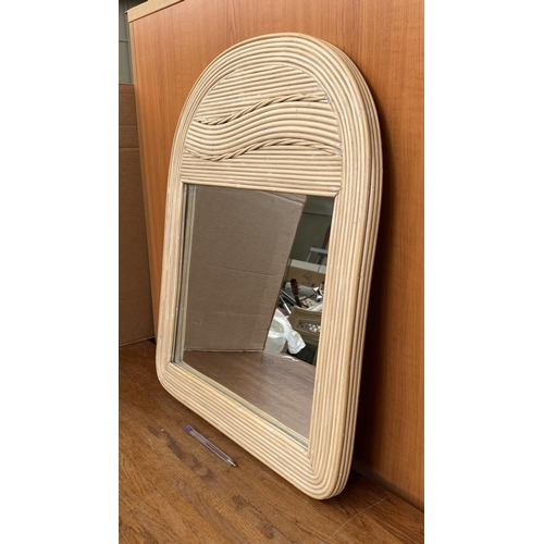 22 - Natural Rattan Wall Hanging Arch Mirror (49 x 60cm - Unused)