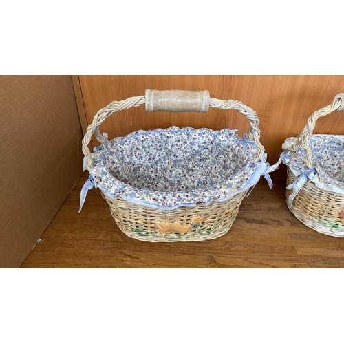 230 - x2 Wicker Picnic Baskets with Lining and Wooden Handles (Unused)