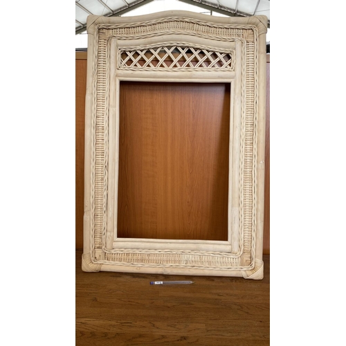 46 - Hand Made Natural Color Bamboo Wall Mirror (Unused - 59 x 86cm)