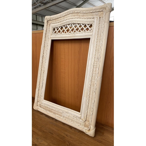 46 - Hand Made Natural Color Bamboo Wall Mirror (Unused - 59 x 86cm)