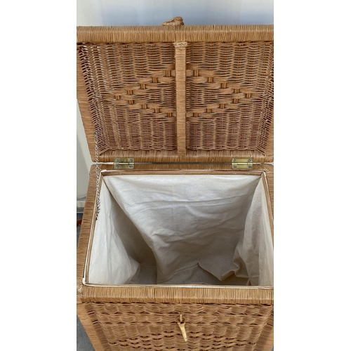 50 - Bamboo Laundry Lidded Basket with Lining (Unused, Boxed)