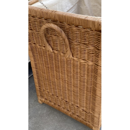 50 - Bamboo Laundry Lidded Basket with Lining (Unused, Boxed)