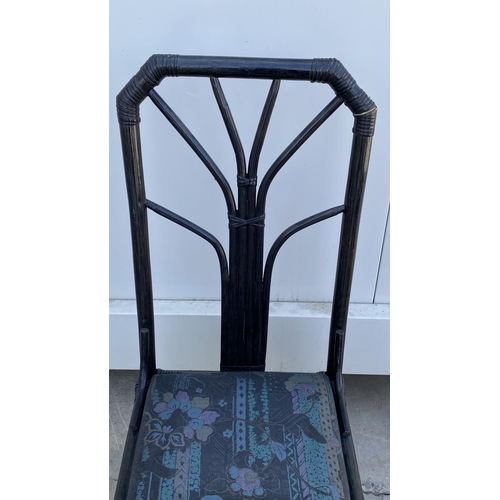 232 - Vintage 1970's Black Bamboo Cushioned Chair (Unused)