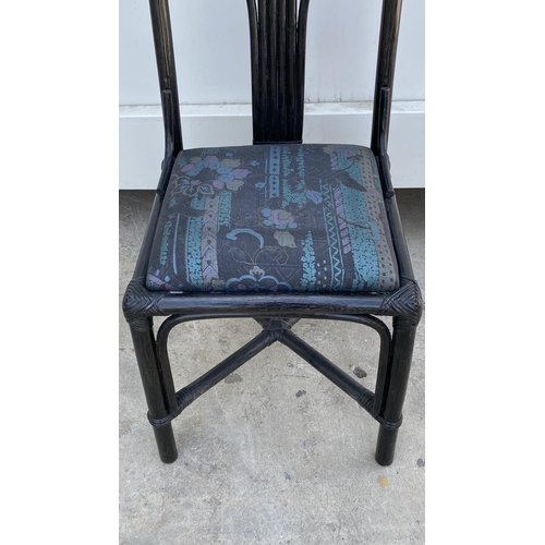 232 - Vintage 1970's Black Bamboo Cushioned Chair (Unused)