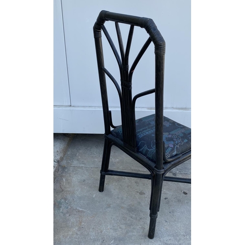 232 - Vintage 1970's Black Bamboo Cushioned Chair (Unused)